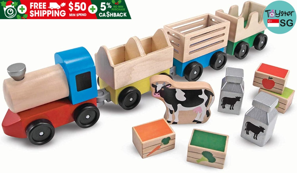 Melissa and doug hot sale wooden farm train