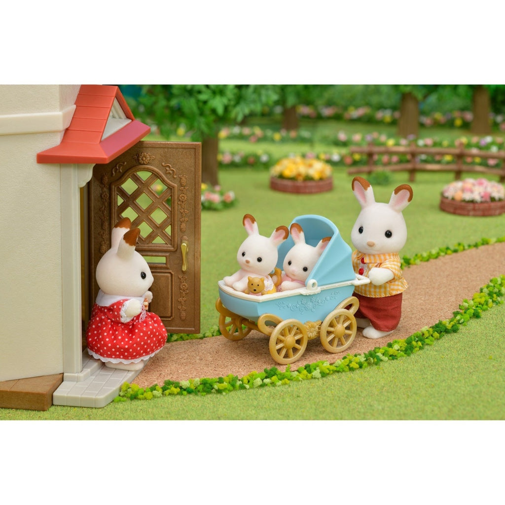 Sylvanian Families Chocolate Rabbit Twins Set (New Pram)